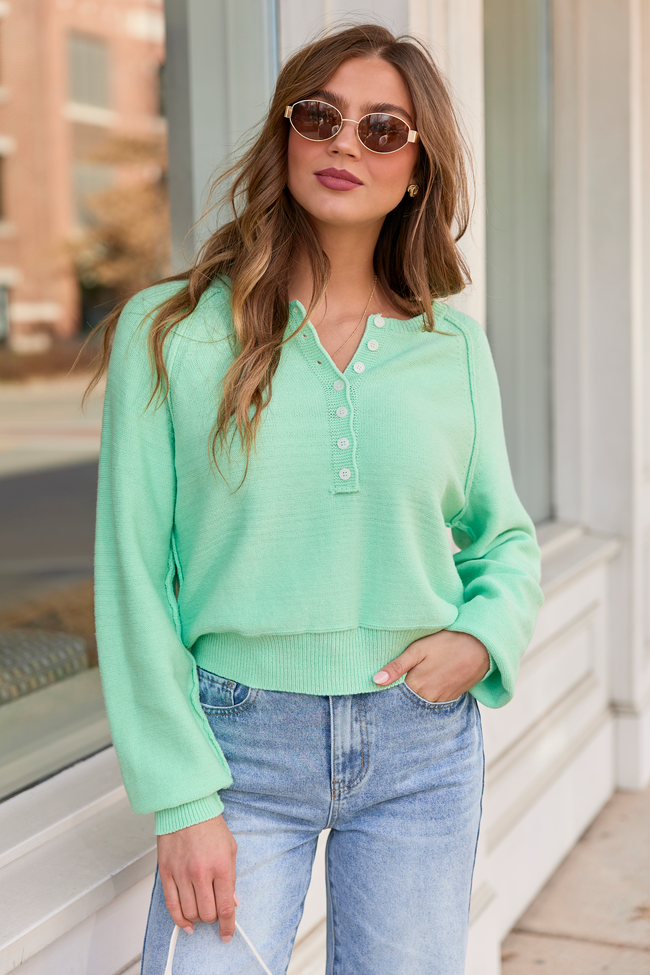Casey Mint Henley Pullover