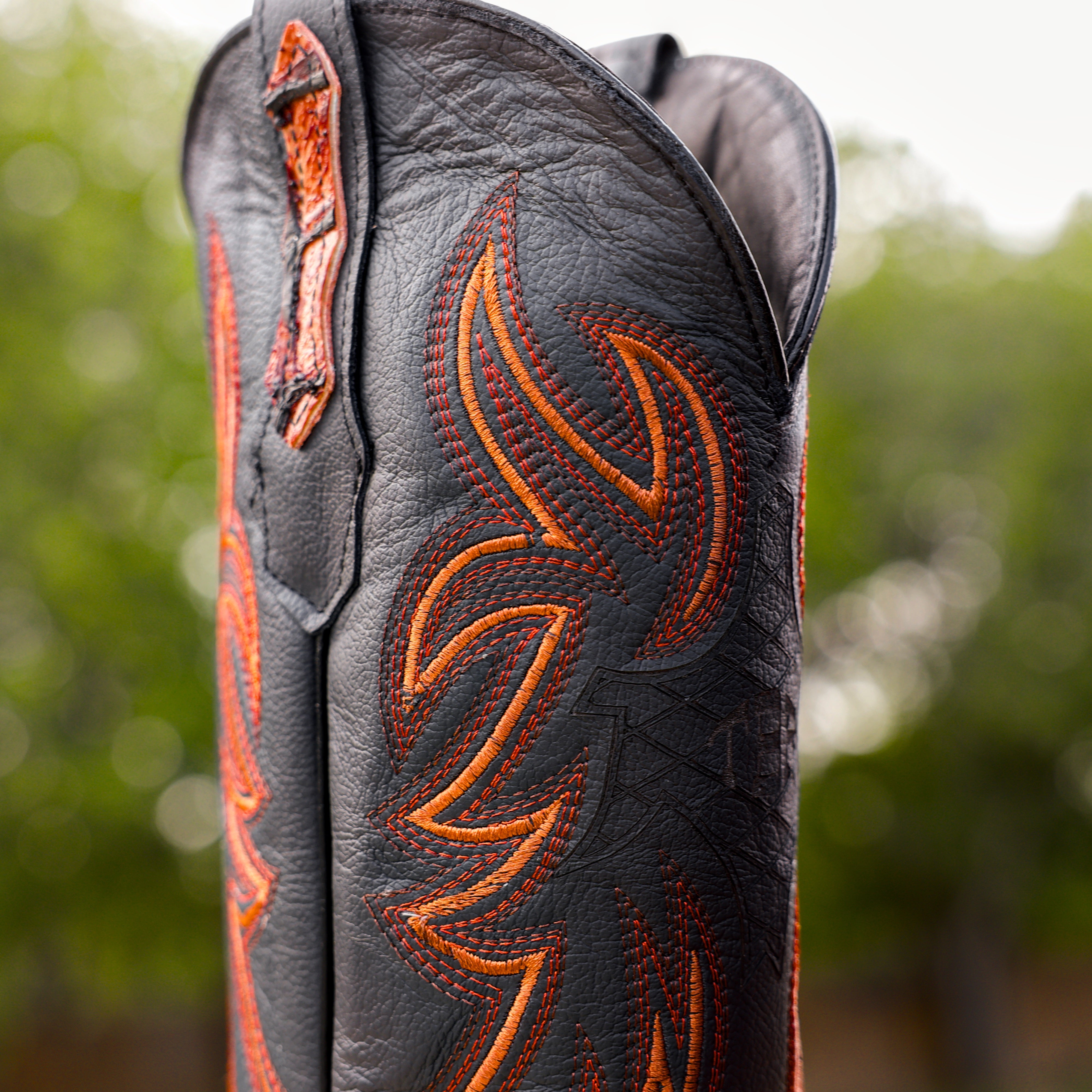 Cognac Pirarucu Leather Boots - Square Toe