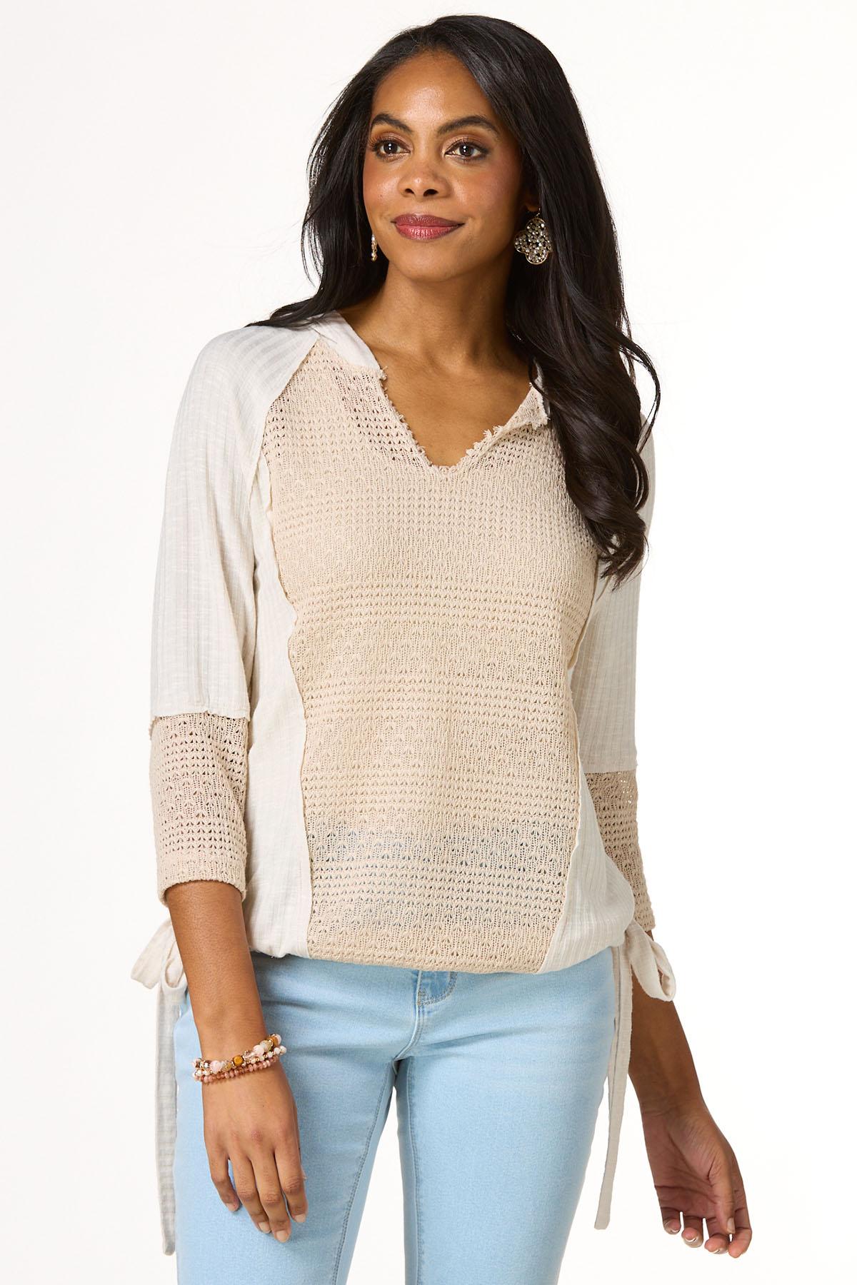 Open Knit Hooded Top