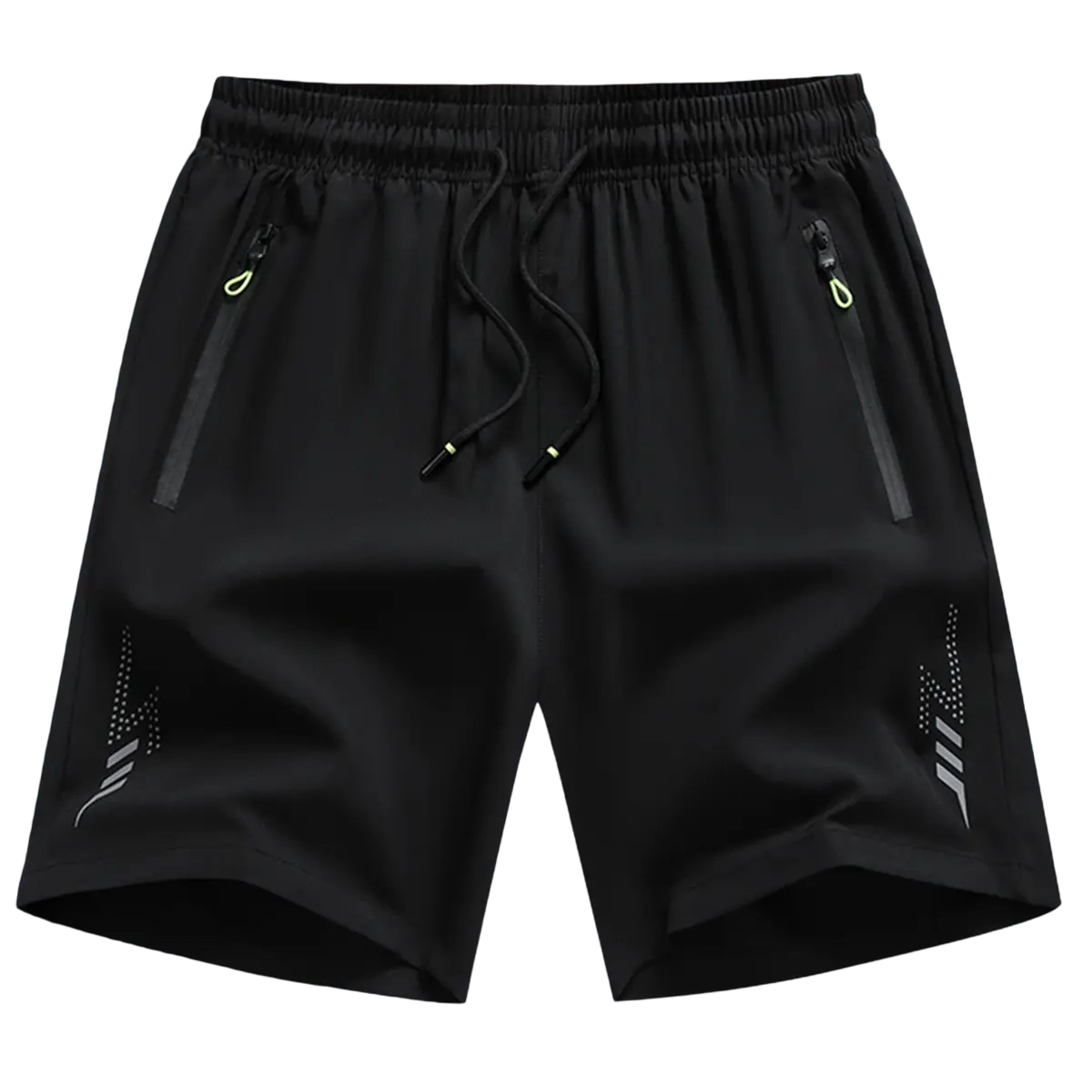 Men’s Casual Shorts — Zipper Pockets, Stretch Fabric, Lightning Stripes, Vertical Ribbed Details, Preppy Fitness Style, Perfect for Spring/Summer