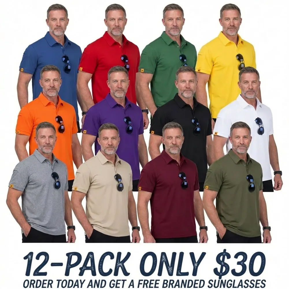 💥Order Today Get a Free Sunglasses💥 Mens Polo Shirt Short Sleeve Sports Tactical T-Shirt Athletic Golf Polos