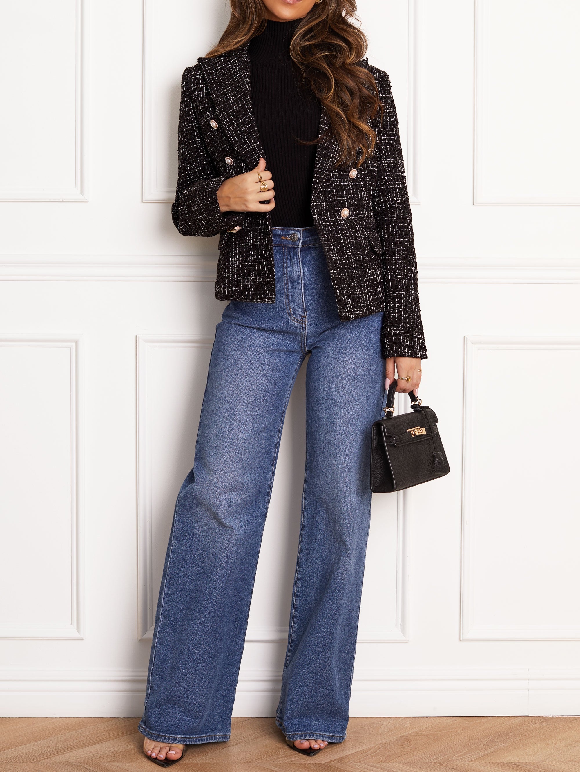 Classic Black Tweed Blazer