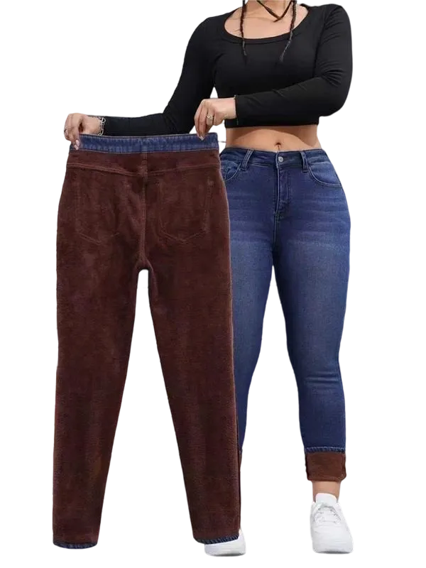 Women's Autumn/Winter Fleece-Lined Jeans