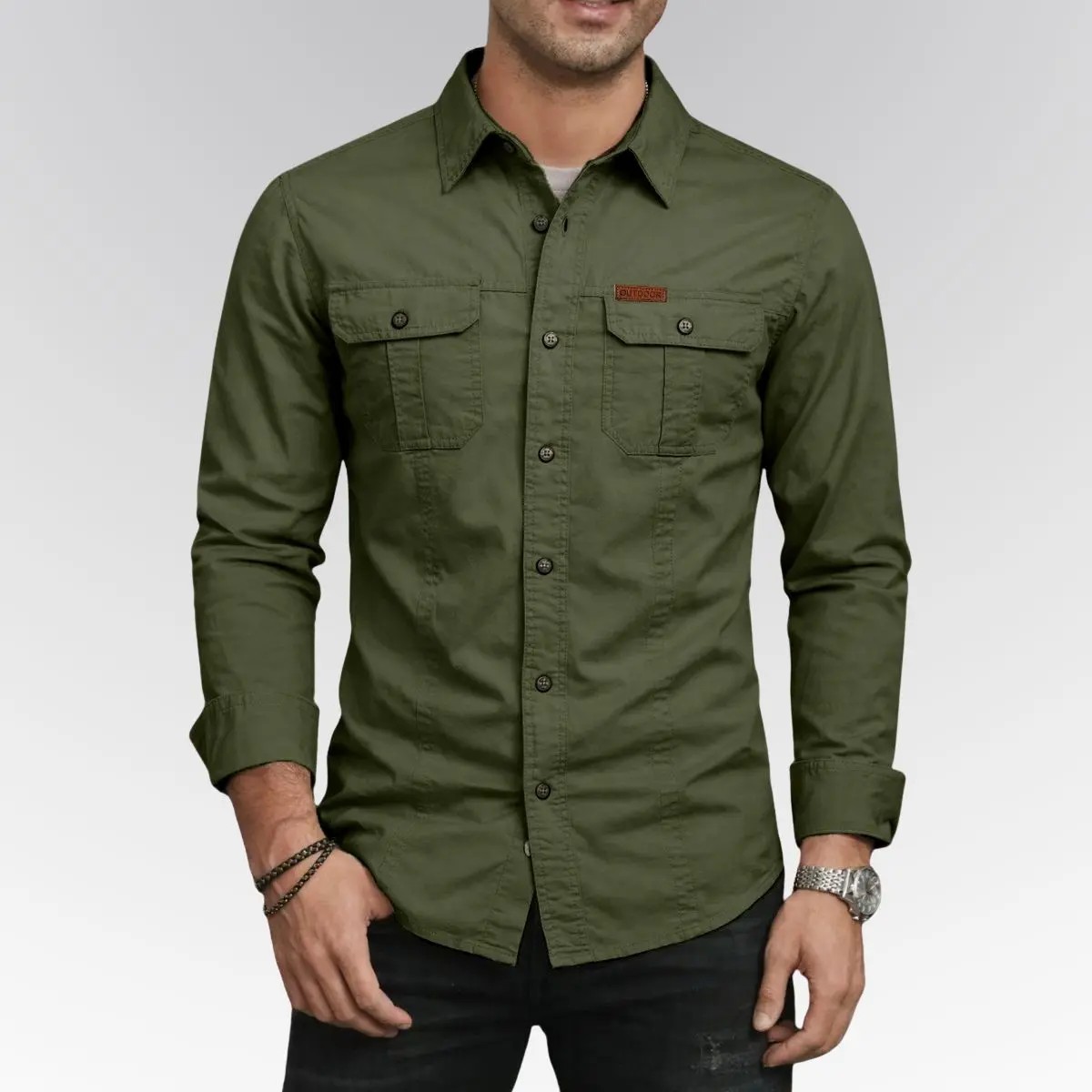 Men's Long Sleeve Workwear Shirt - Outdoor Casual Versatile Top