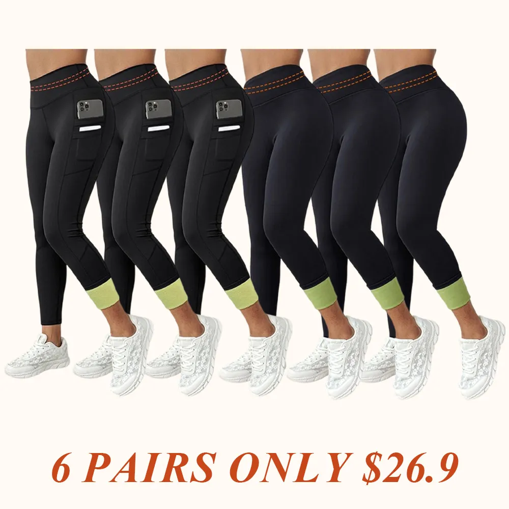 Women‘s Fleece Lined Active Pants Thick Soft Tummy Control Termal Warm Winter Shaping Pants