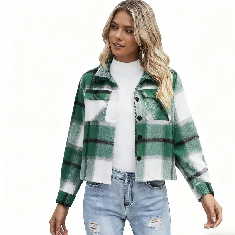 Women's Vintage Flannel Plaid Jacket