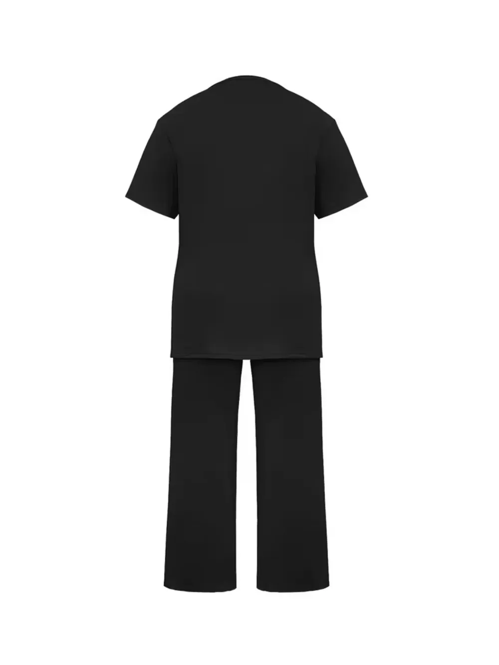 Women's Plus Size Spring Summer Fashion Print Round Neck Short Sleeve T-Shirt & Wide Leg Pants Two-Piece Set