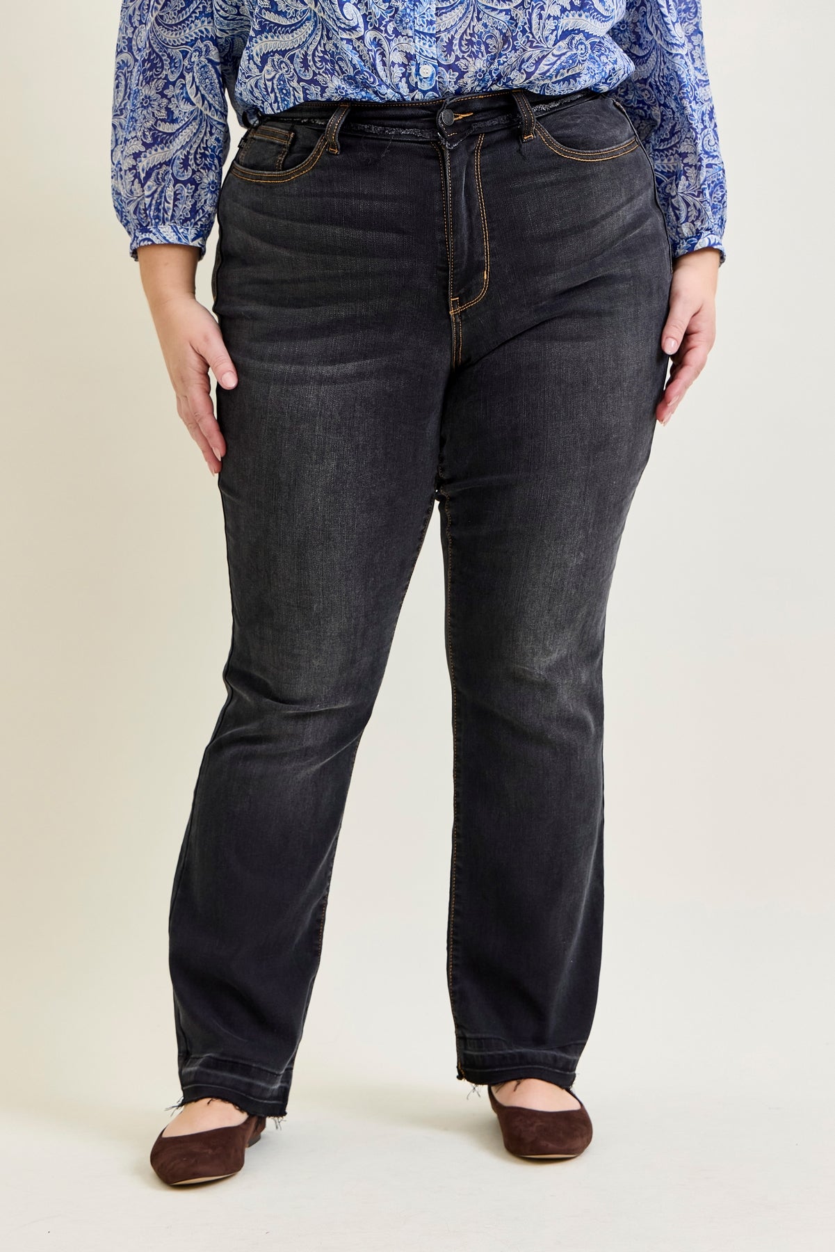 Daisy Released Hem Slim Bootcut Jeans - PLUS