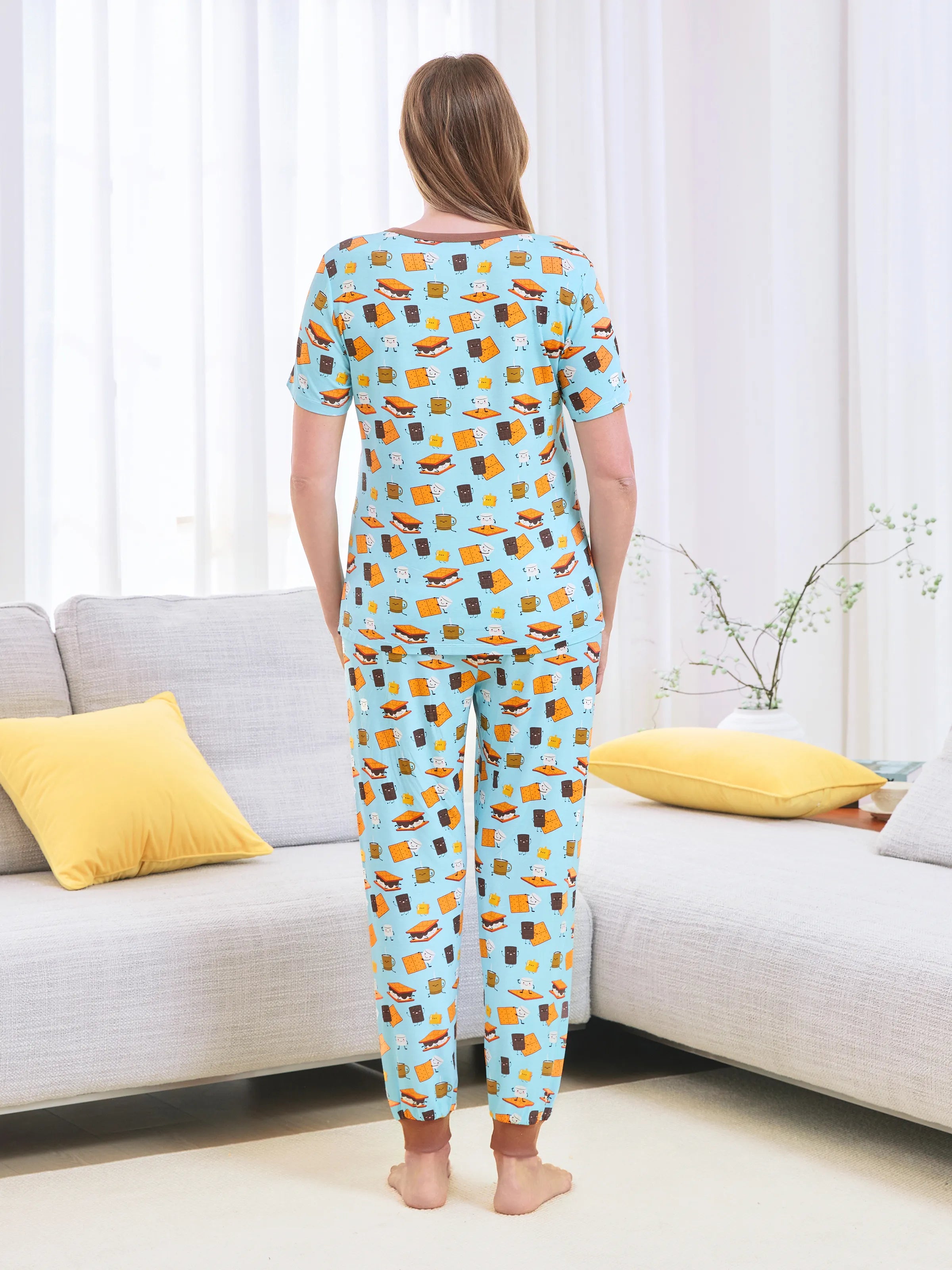 Bamboo Family PJs Cute Print Short Sleeve & Long Pants Sleepwear Matching Pajama set (Snug-Fitting for Children) Green