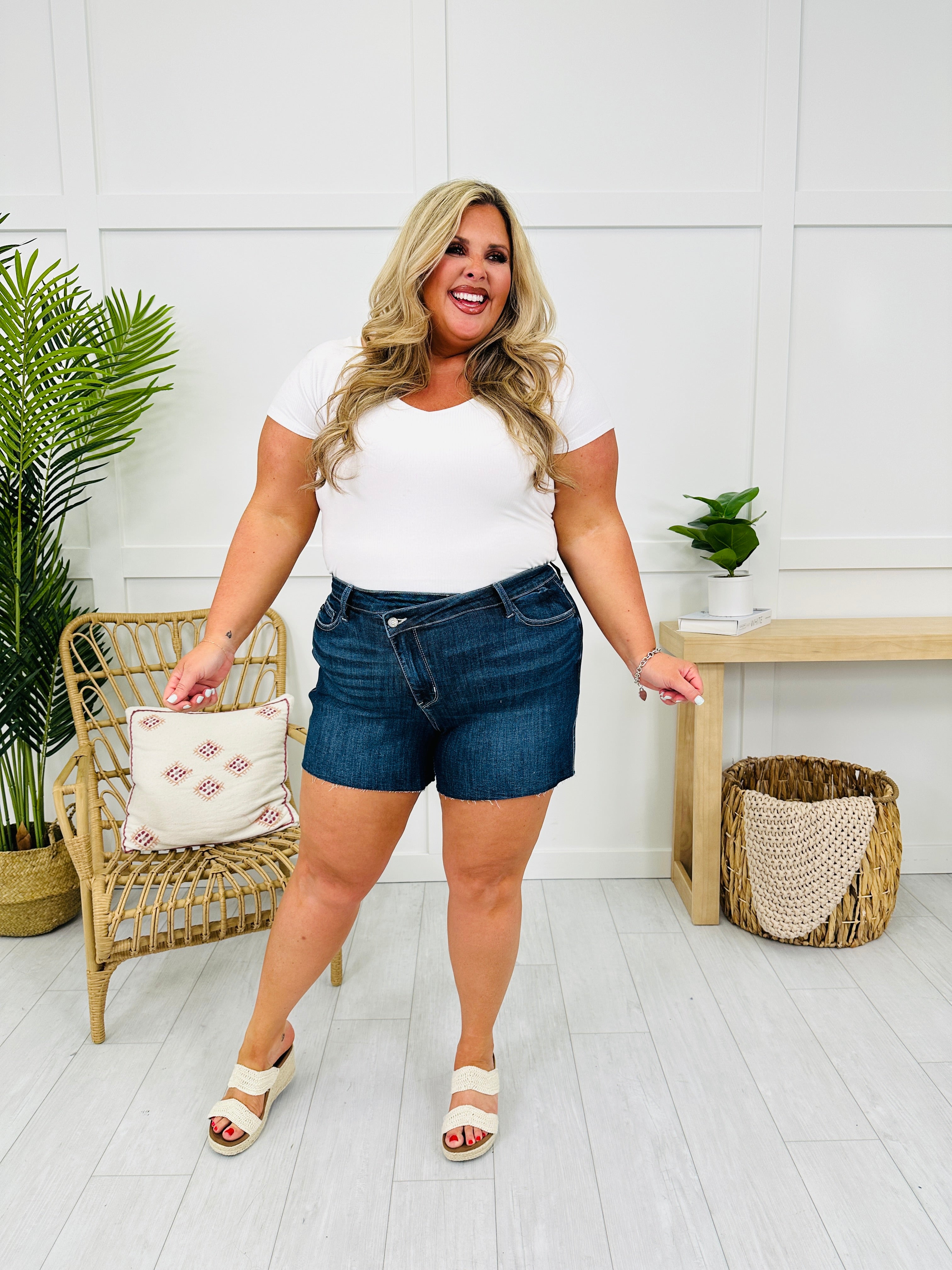 Judy Blue At A Crossroads Criss Cross Shorts