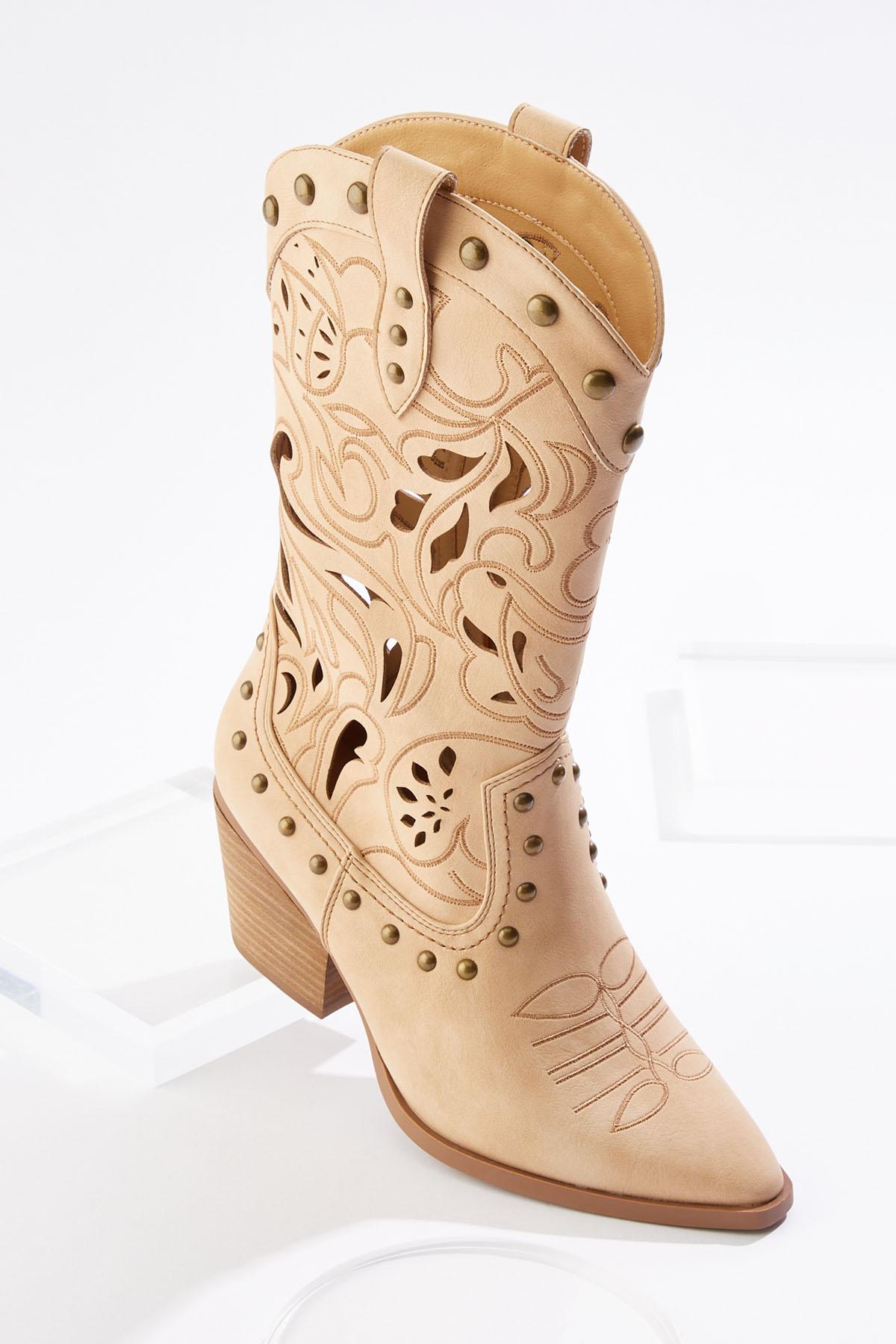Cutout Embroidered Western Boots