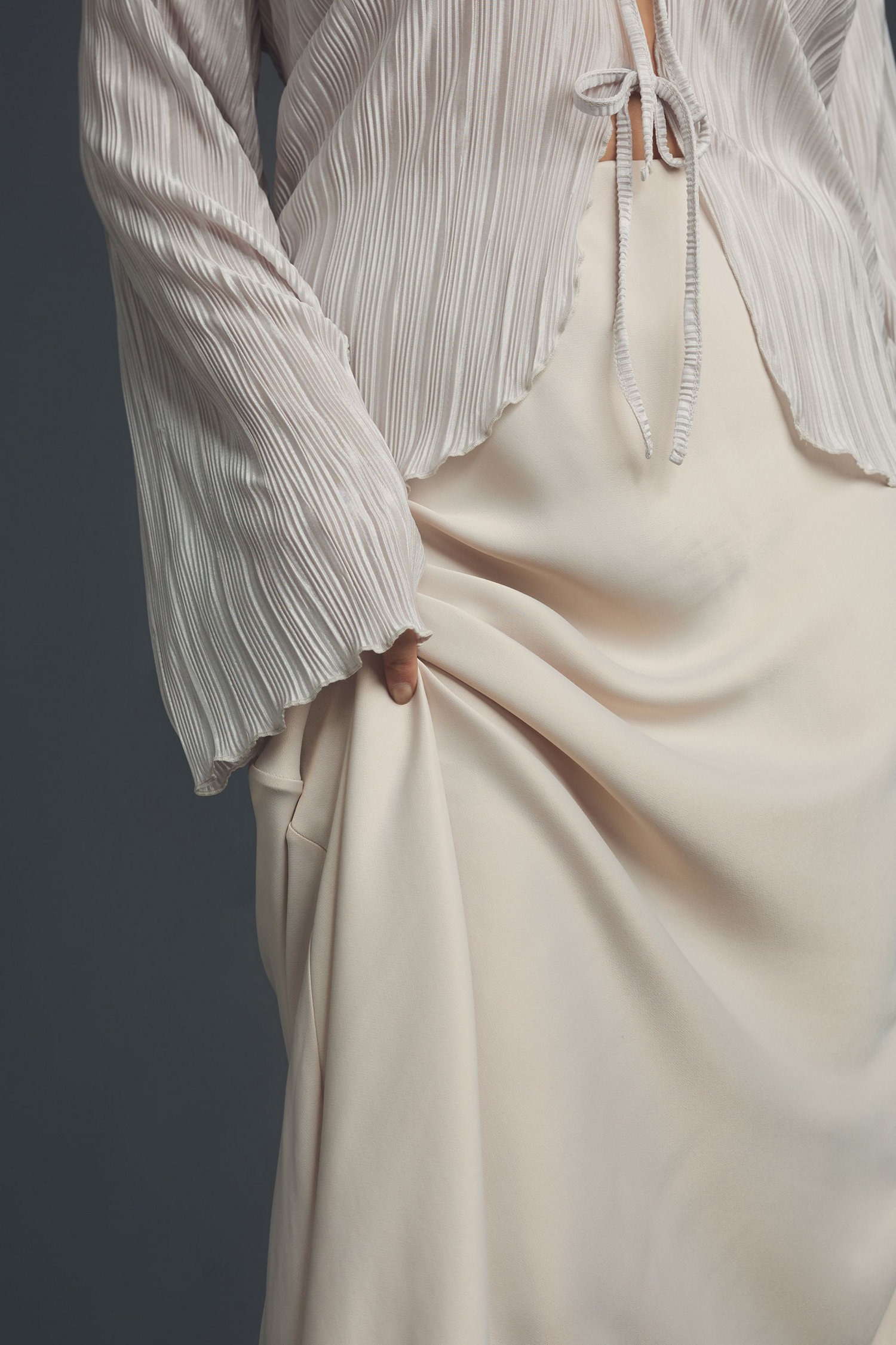 Embellished Side-Drape Maxi Skirt