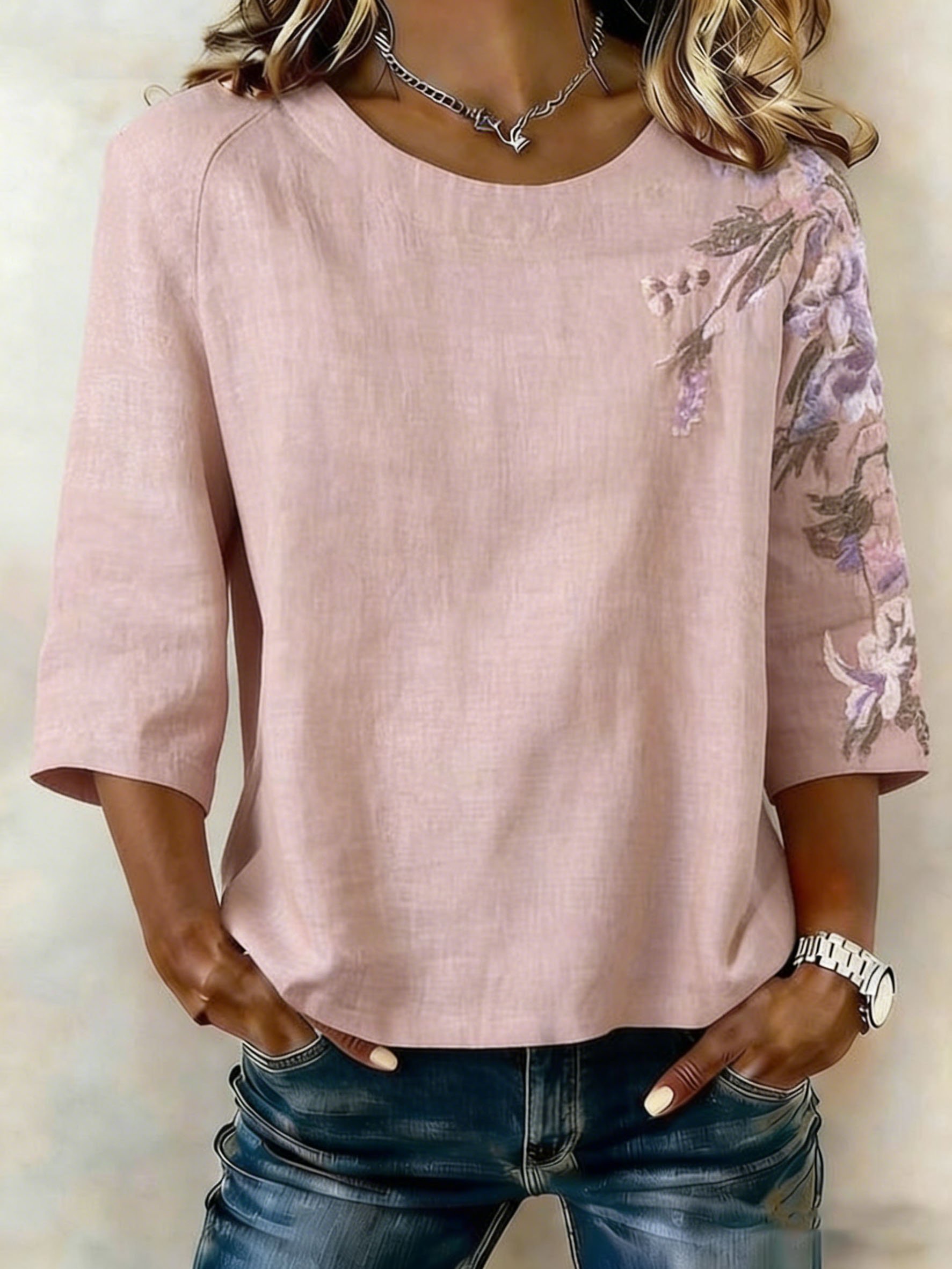 Women's Retro Floral Embroidered Cotton Linen Short-Sleeve Shirt- Fast Shipping