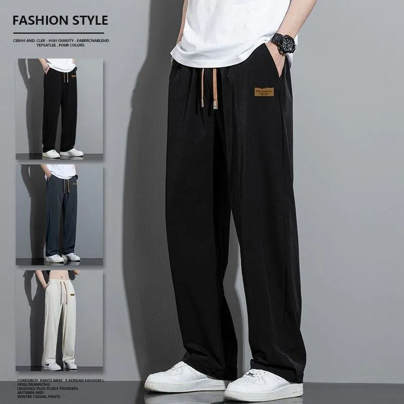 Men’s Casual Lightweight Ice Silk Jogger Pants with Drawstring Waist — Machine washable