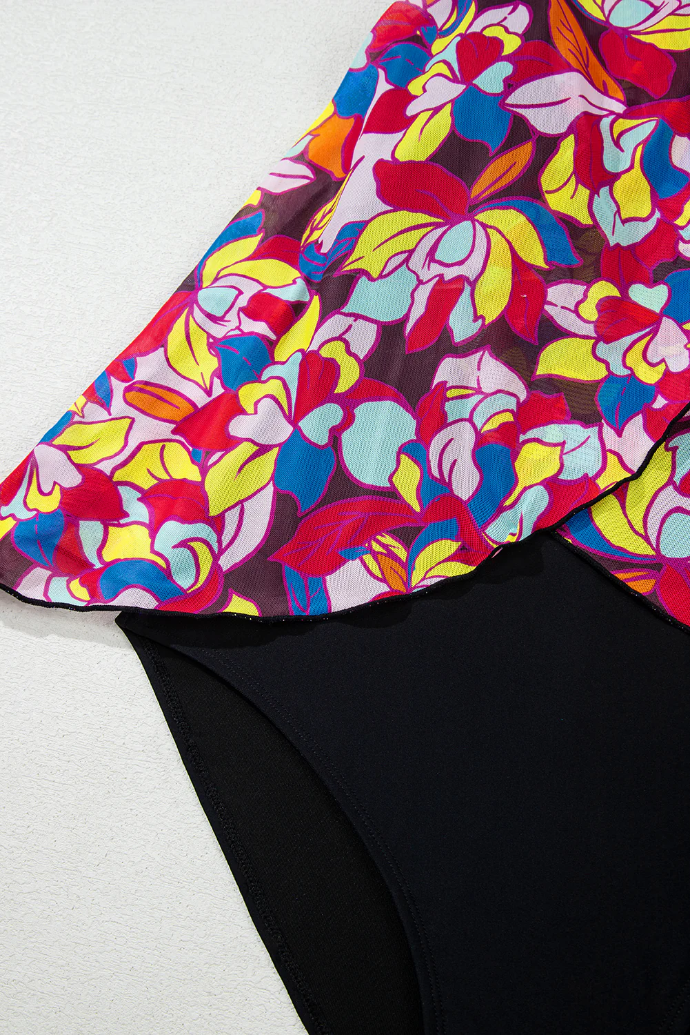 Purple Floral Print O Neck Open Back One Piece Swimsuit