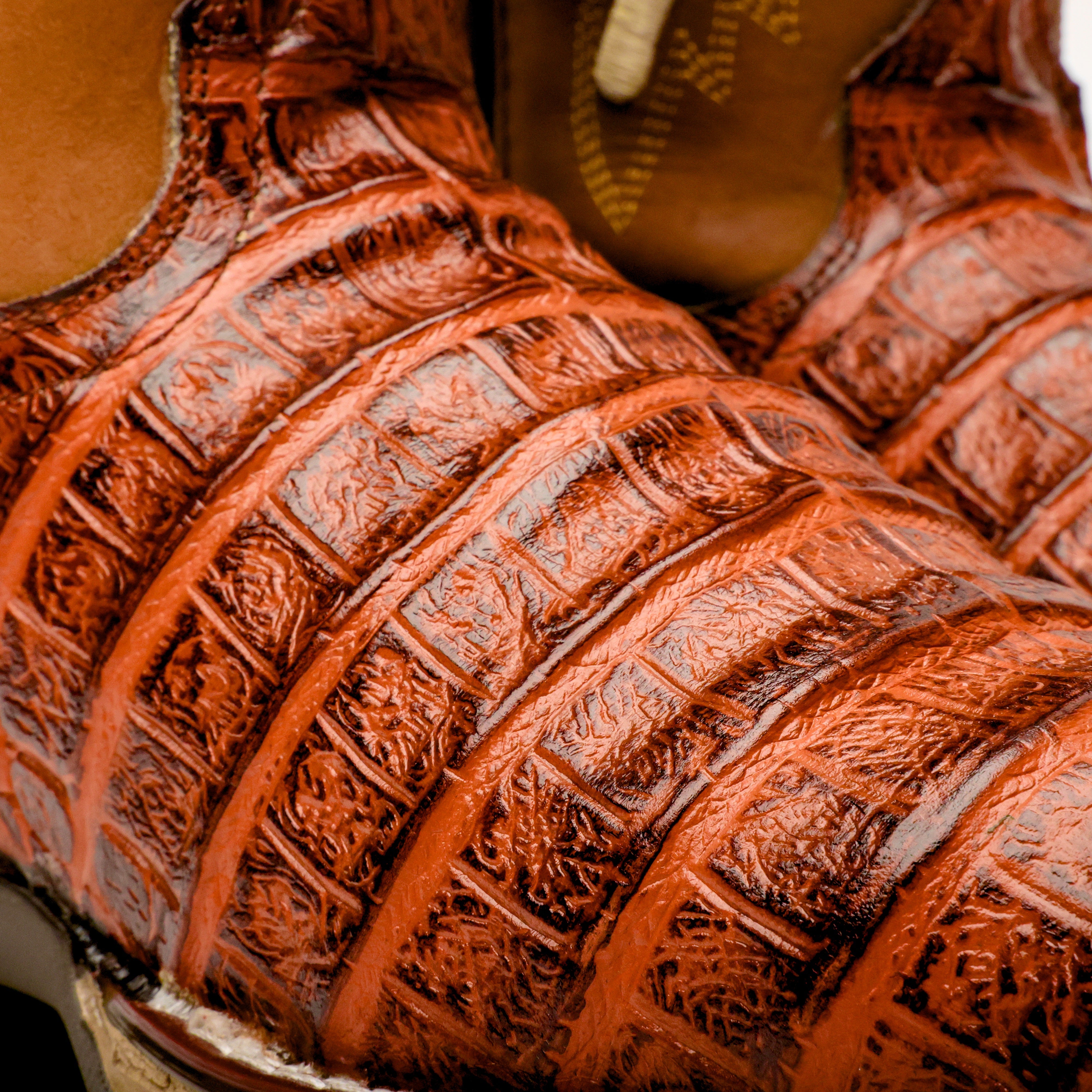 Cognac Caiman Belly Leather Boots With 3D Lightweight Sole - Composite Toe