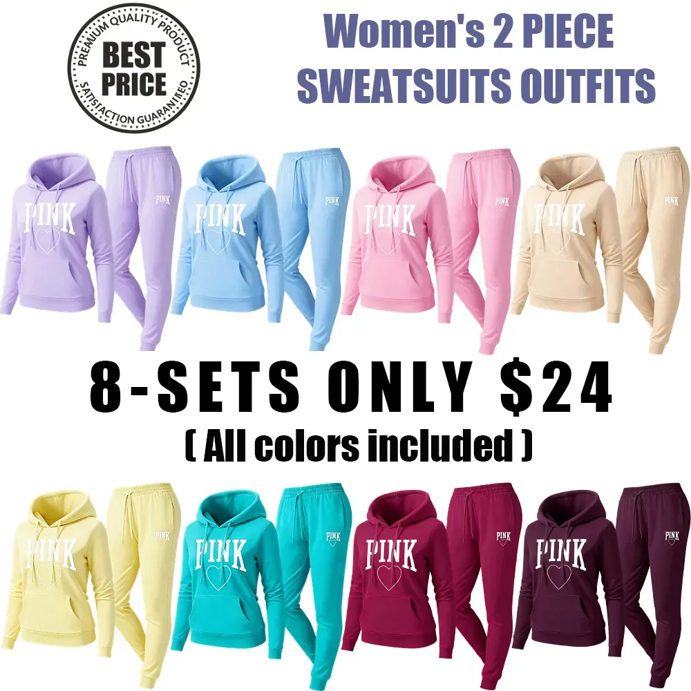 Women's Pink Heart Print Tracksuit