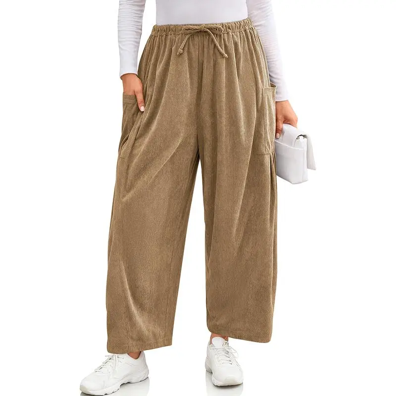 Womens Corduroy Pants Wide Leg Palazzo Harem Pants