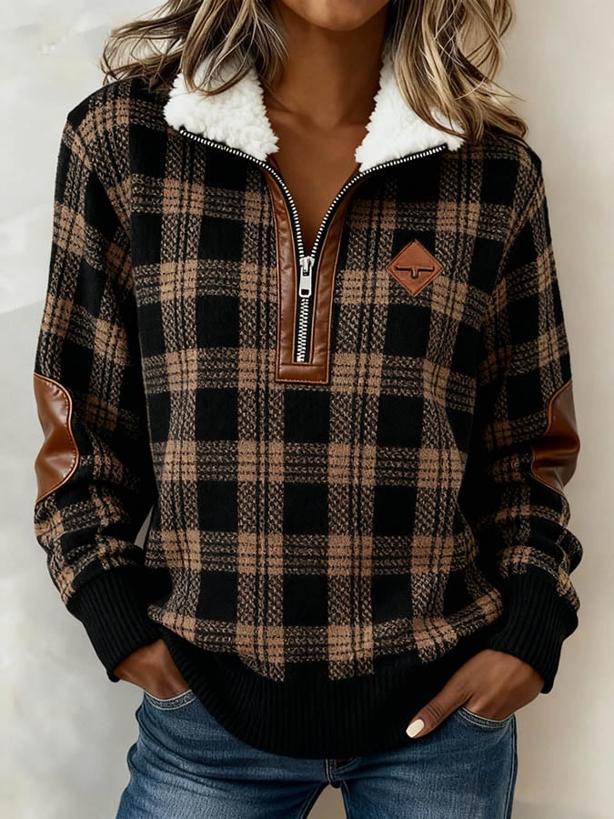 Women'S Casual Loose Color-Blocked Sweatshirt