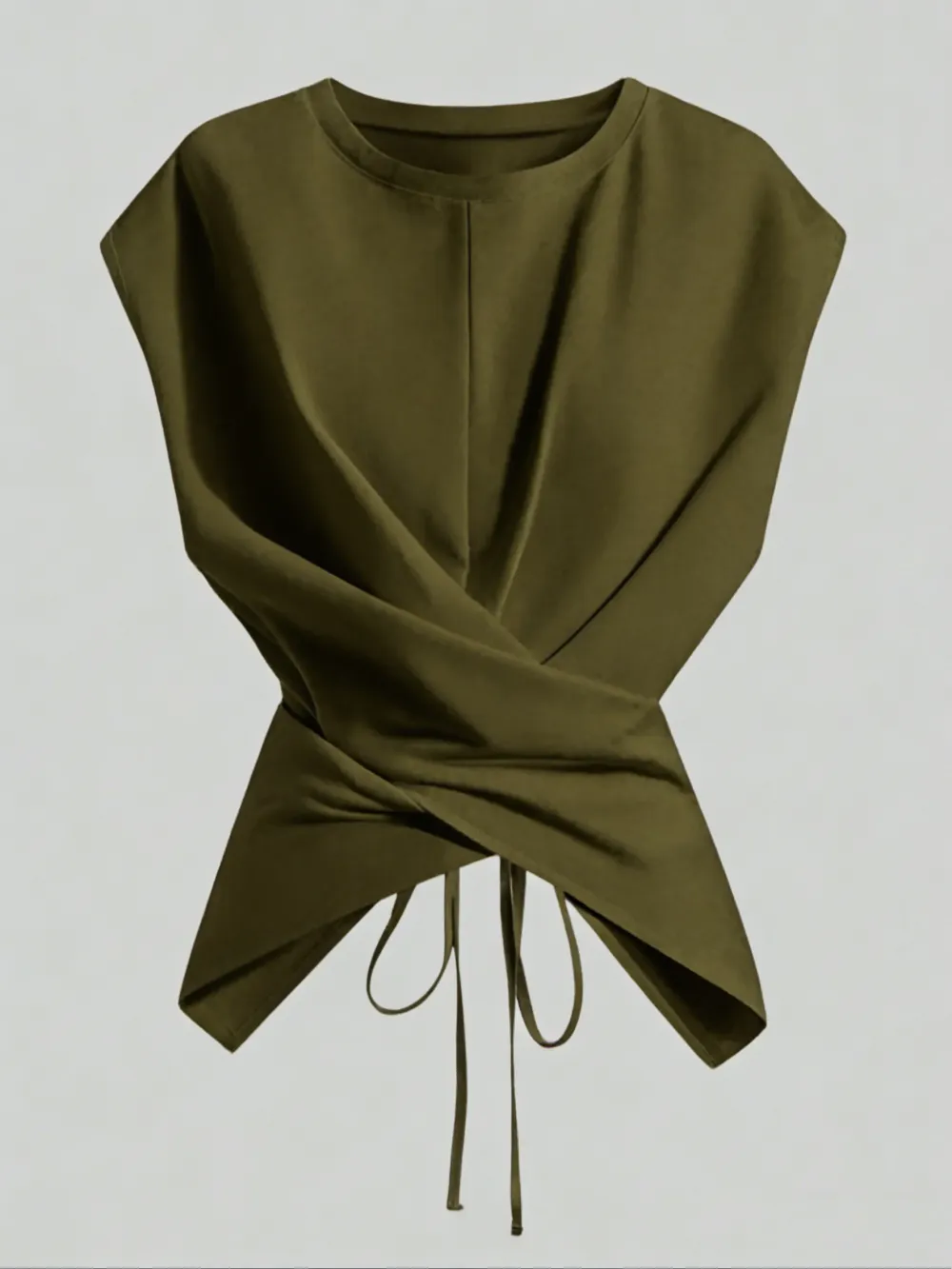 Women's Knitted Round Neck Drop Shoulder Sleeve T-Shirt