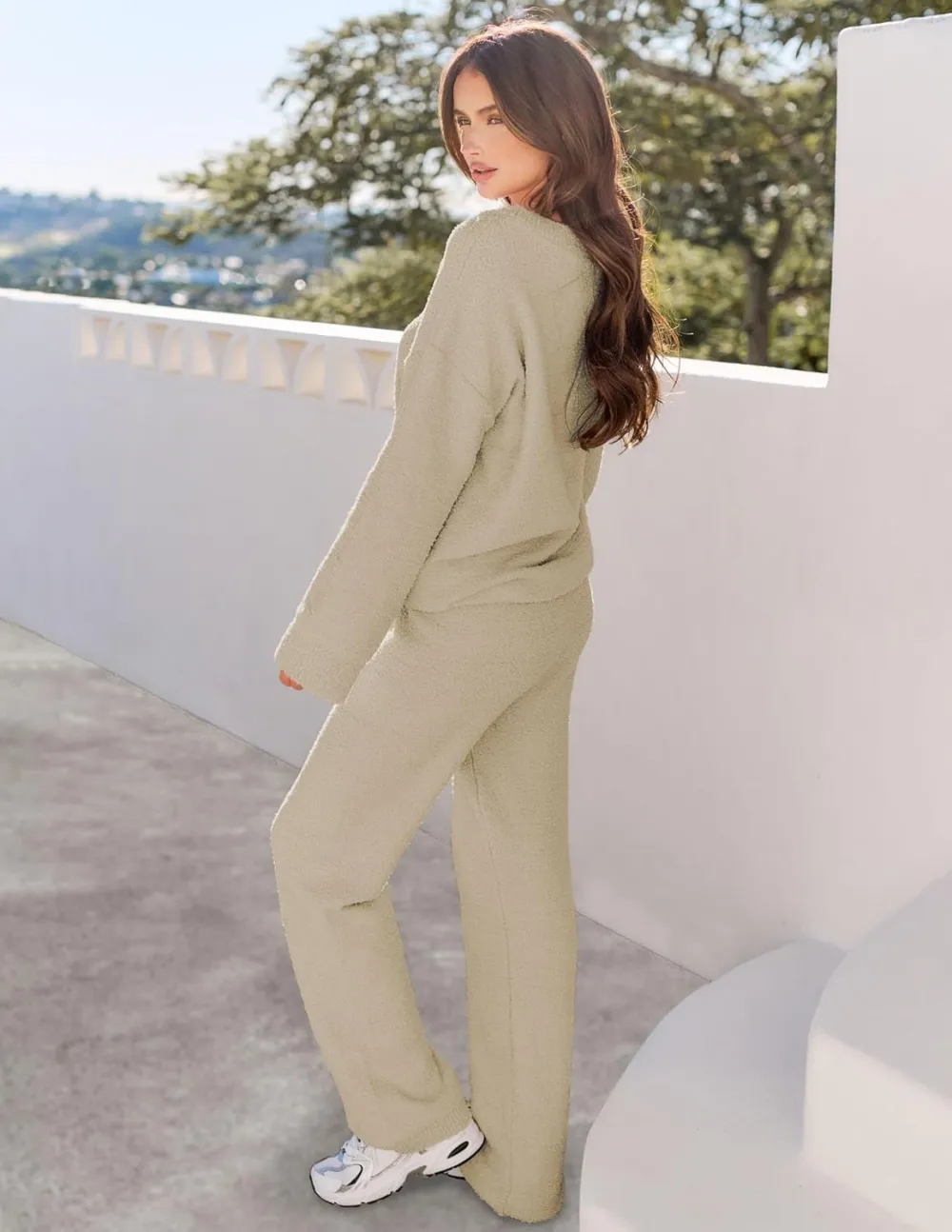 Women's Lounge Sets 2025 Fall Fashion 2 Piece Outfits Sweater Pajama Set