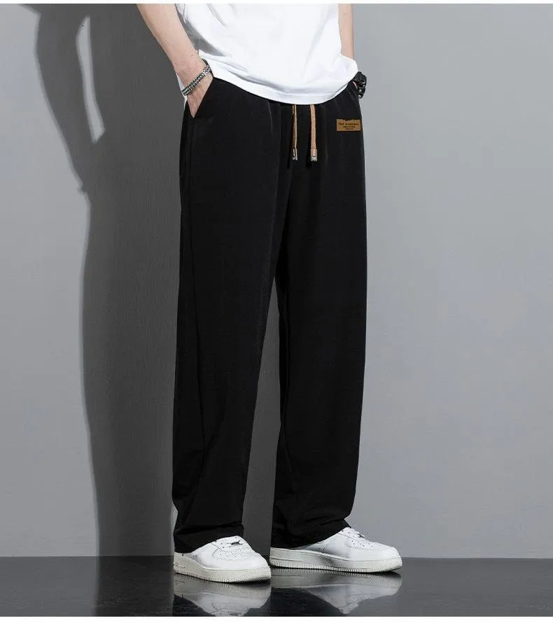 Men’s Casual Lightweight Ice Silk Jogger Pants with Drawstring Waist — Machine washable