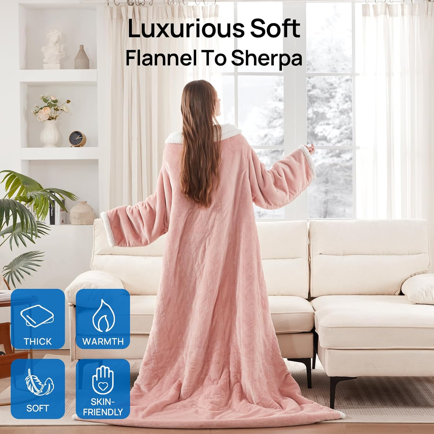 🎁CHRISTMAS PROMOTION-Wearable Electric Clothing With Sleeve And Foot Pockets 6 Heating Levels And Long Heating Times