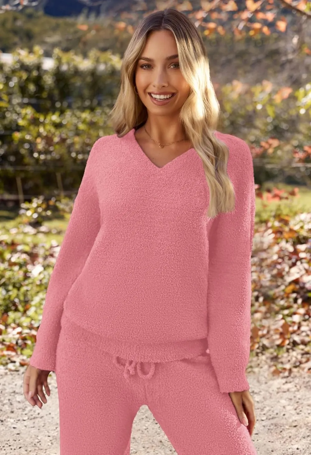 Women's Lounge Sets 2025 Fall Fashion 2 Piece Outfits Sweater Pajama Set