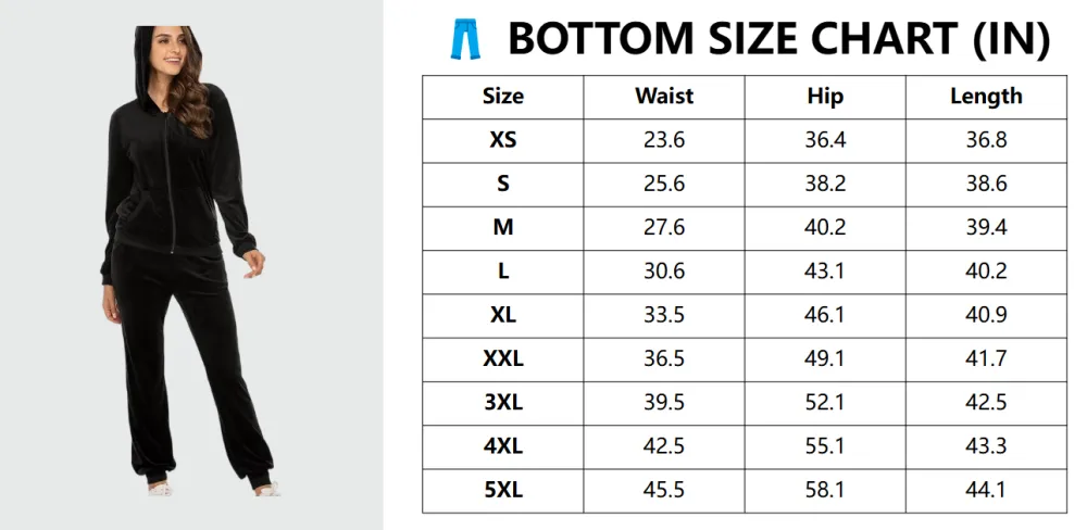 Women's Casual Velour Tracksuit Set Full Zipper Hoodie & Workout Pants Velvet