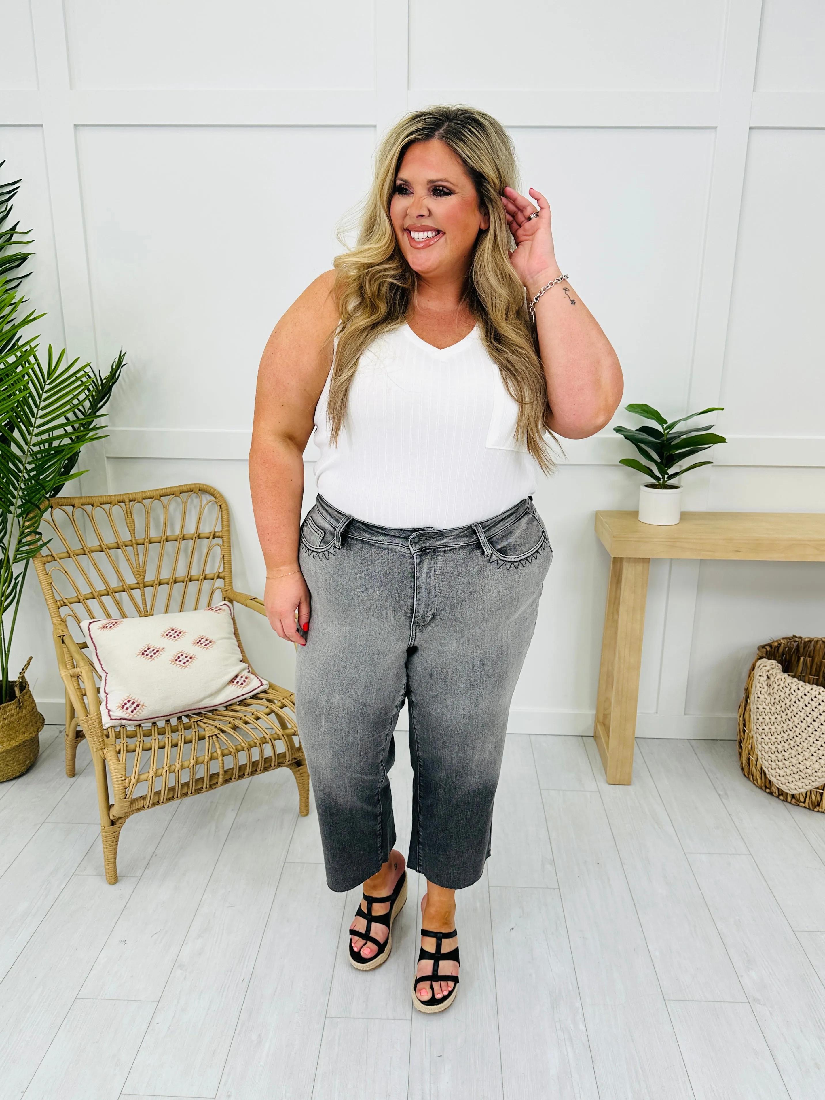 Judy Blue Pocketful of Charm Cropped Wide Leg Jeans