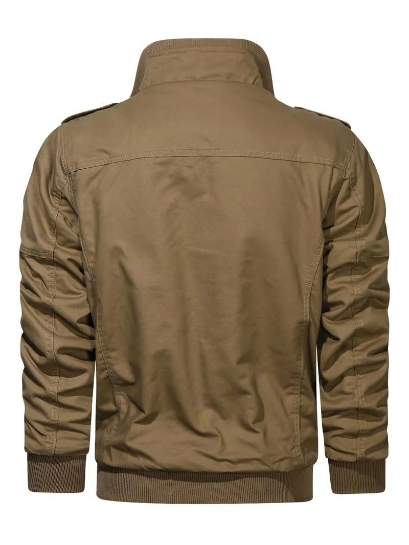Men's Regular Fit Solid Pocket Zipper Thermal Lined Jacket