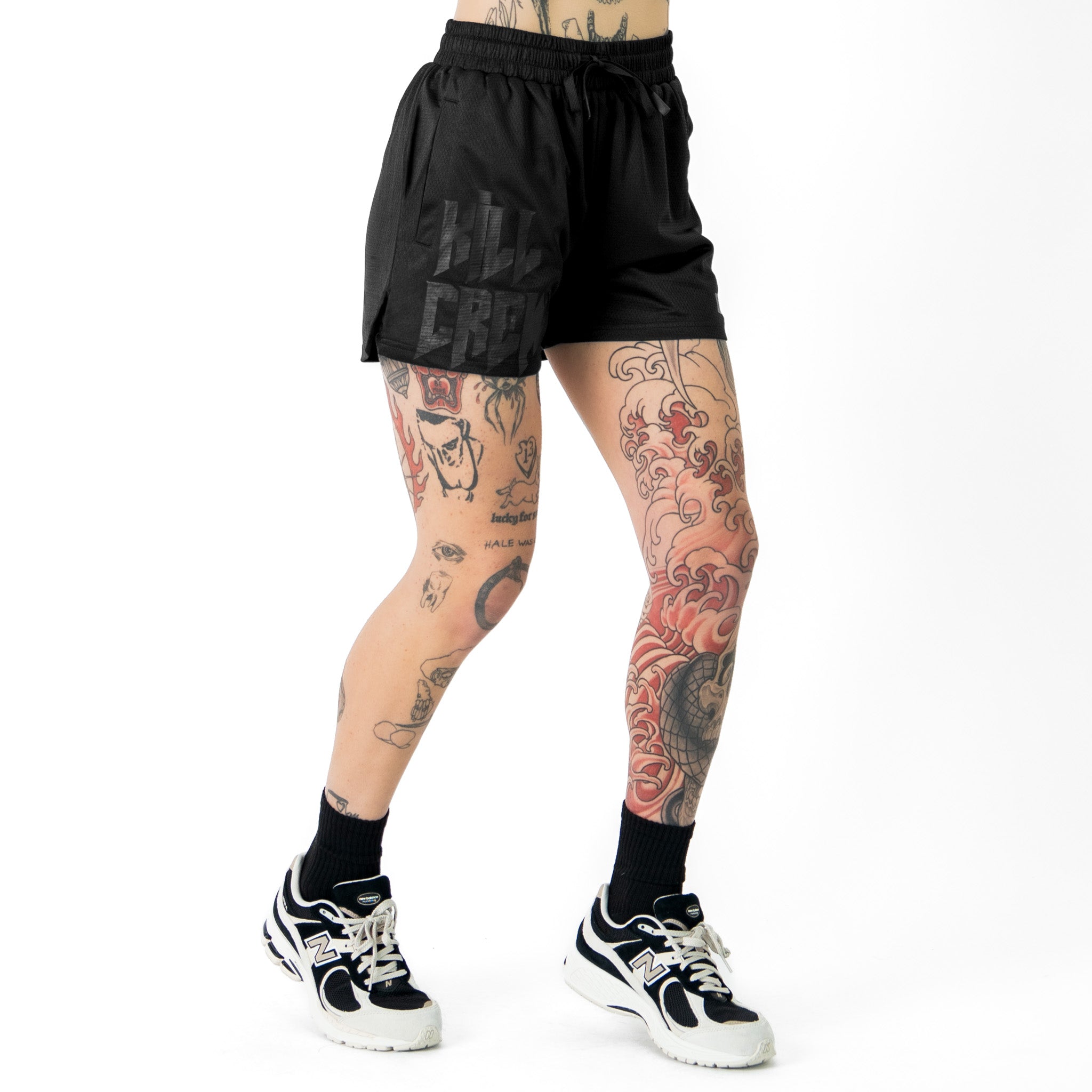 MUAY THAI SHORTS (MID THIGH CUT) - BLACKOUT