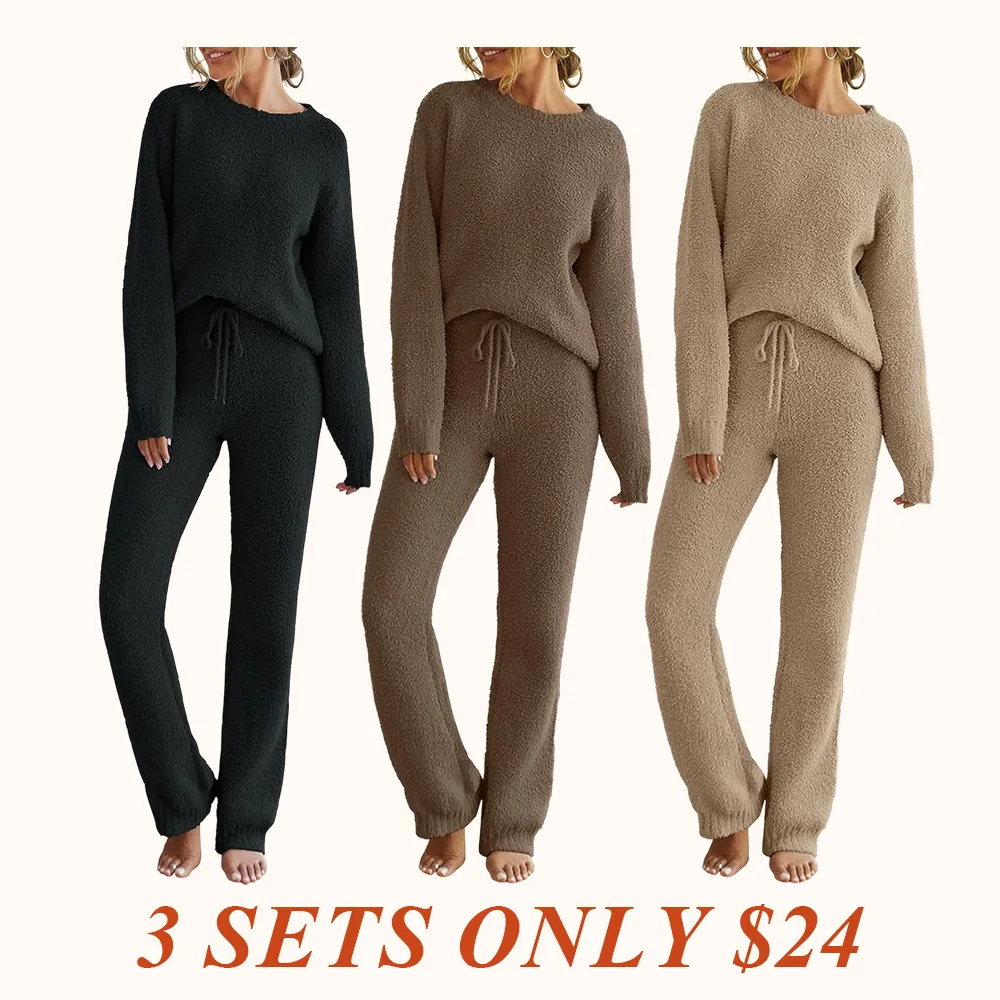 Womens Pajama Sets 2025 Fall Lounge Sweater Set