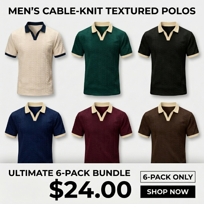 Men’s Retro Textured Colorblock Polo