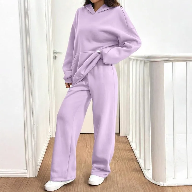 Women's Hooded Sweatshirt & Pants Casual Comfy Loungewear Set