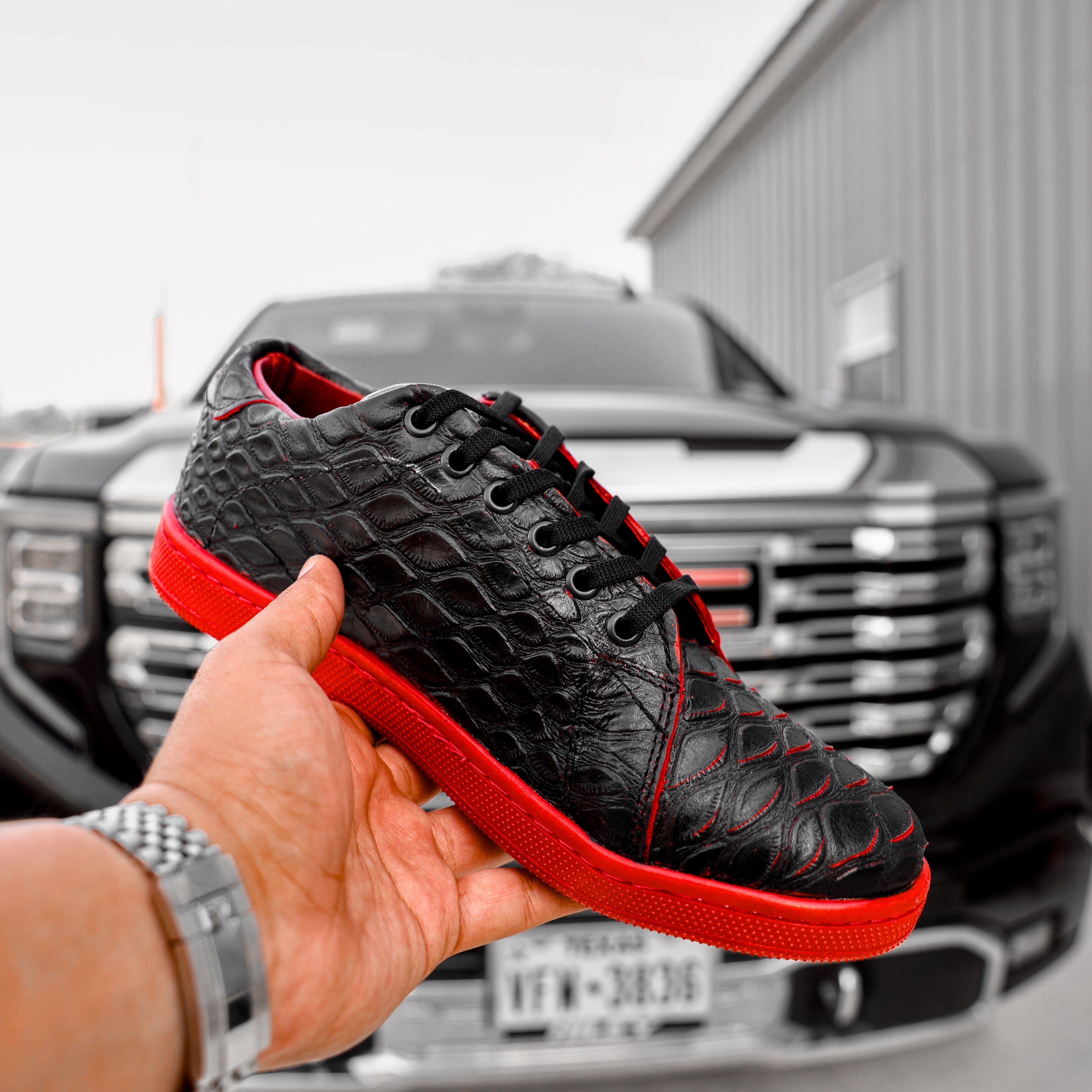 Black/Red Anteater Leather Shoes