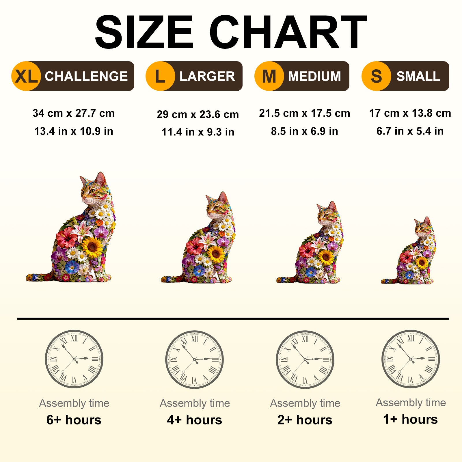 Floral cat Wooden Jigsaw Puzzle