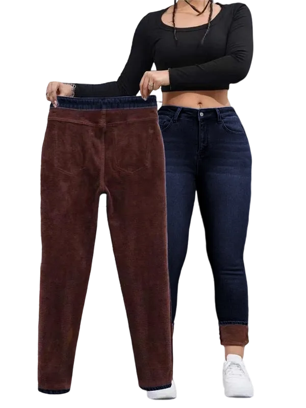 Women's Autumn/Winter Fleece-Lined Jeans