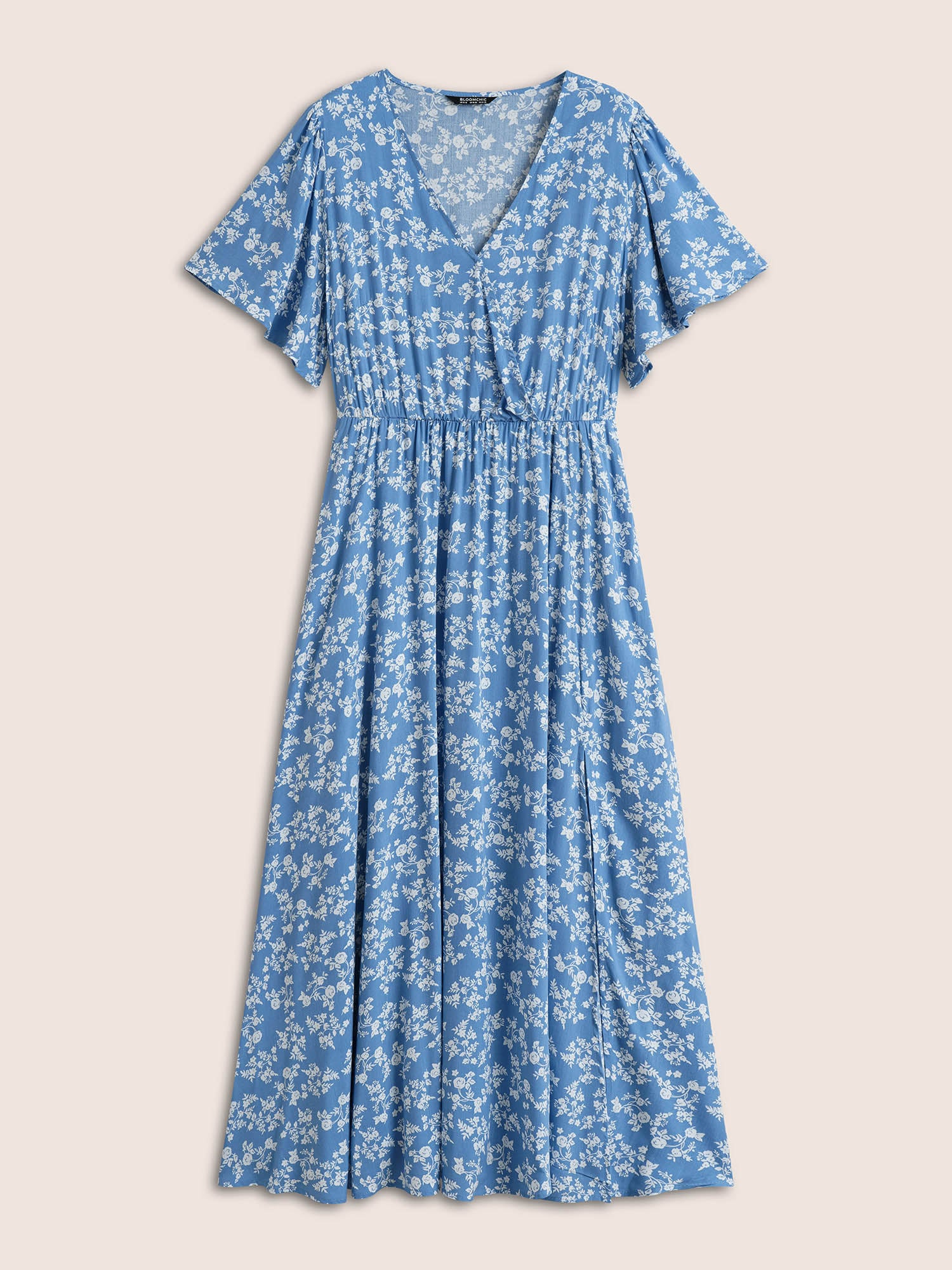 Bloom Dress - Flutter Sleeve Ditsy Floral Pocket Split Maxi Dress