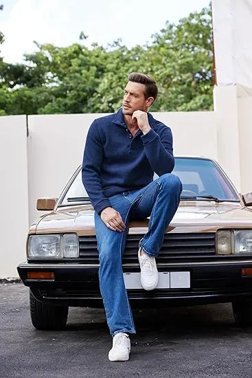 Men's Casual Slim Fit Pullover Sweater Knitted Thermal Sweatshirt.Fleece-lined For Warmth And Wind Protection.Comfortable And Stylish