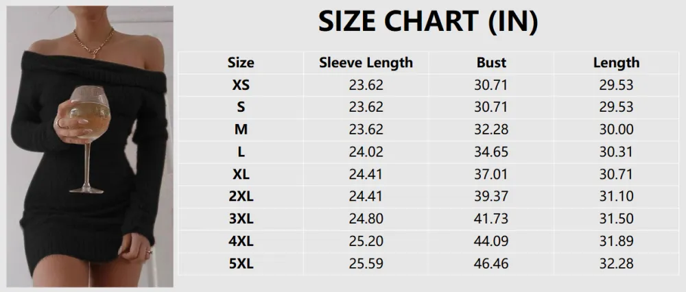 Women's Plain Off The Shoulder Bodycon Sweater Dress without Necklace