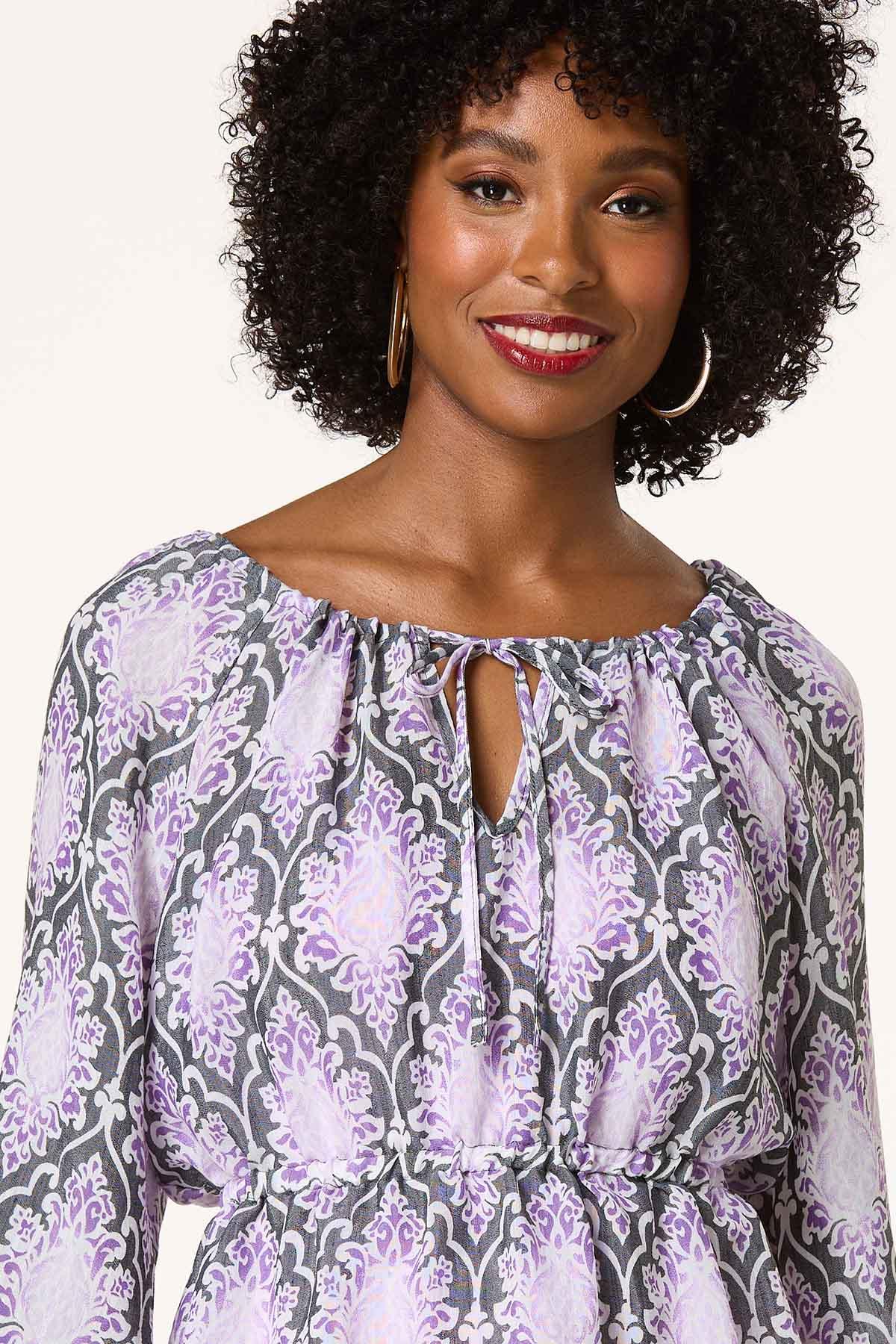 Medallion Cinched Waist Top