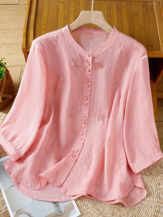 Women Embroidered Cotton Linen Tops- Fast Shipping
