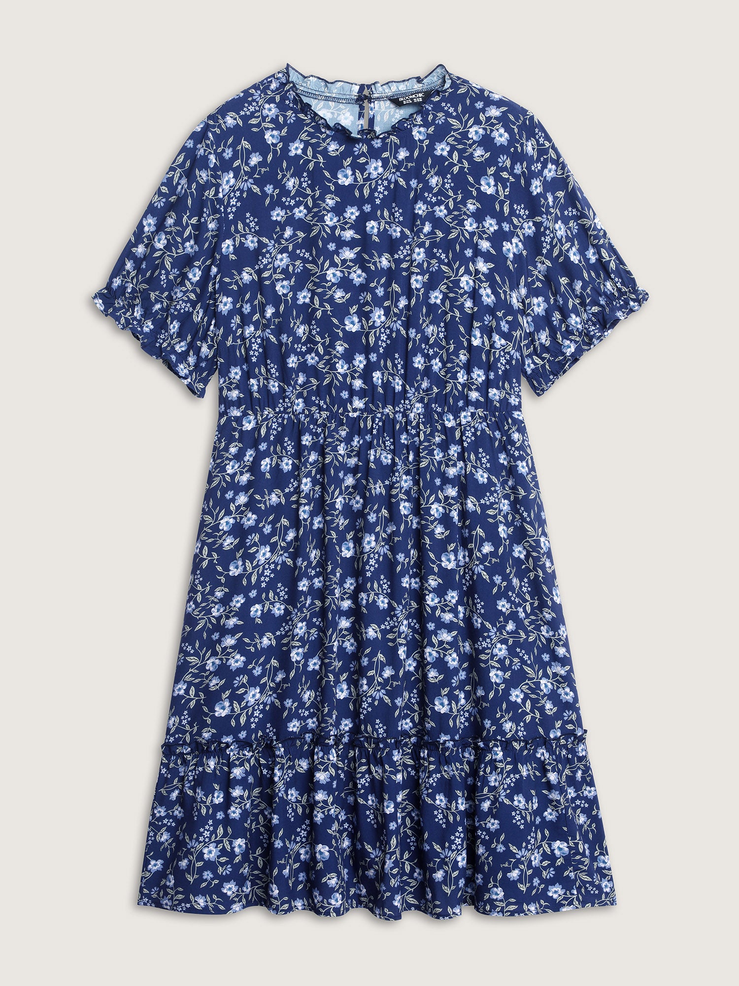 Spring Floral Print Pockets Midi Dress