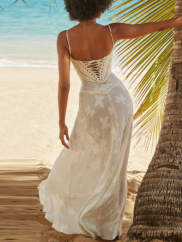 Flower Printed Sleeveless Spaghetti Neck Vacation Maxi Dresses