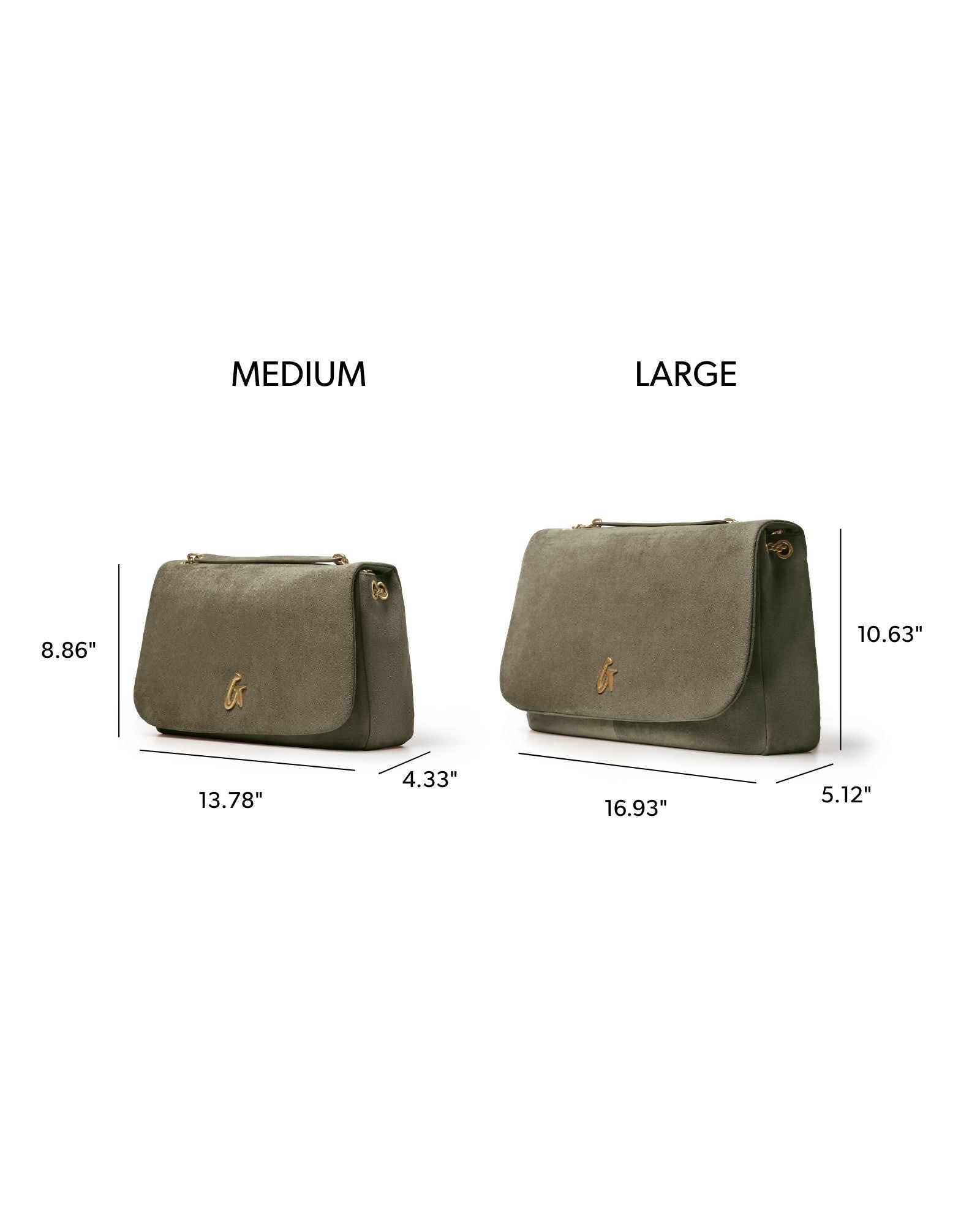 MEDIUM SUEDE FLAP BAG - OLIVE GREEN