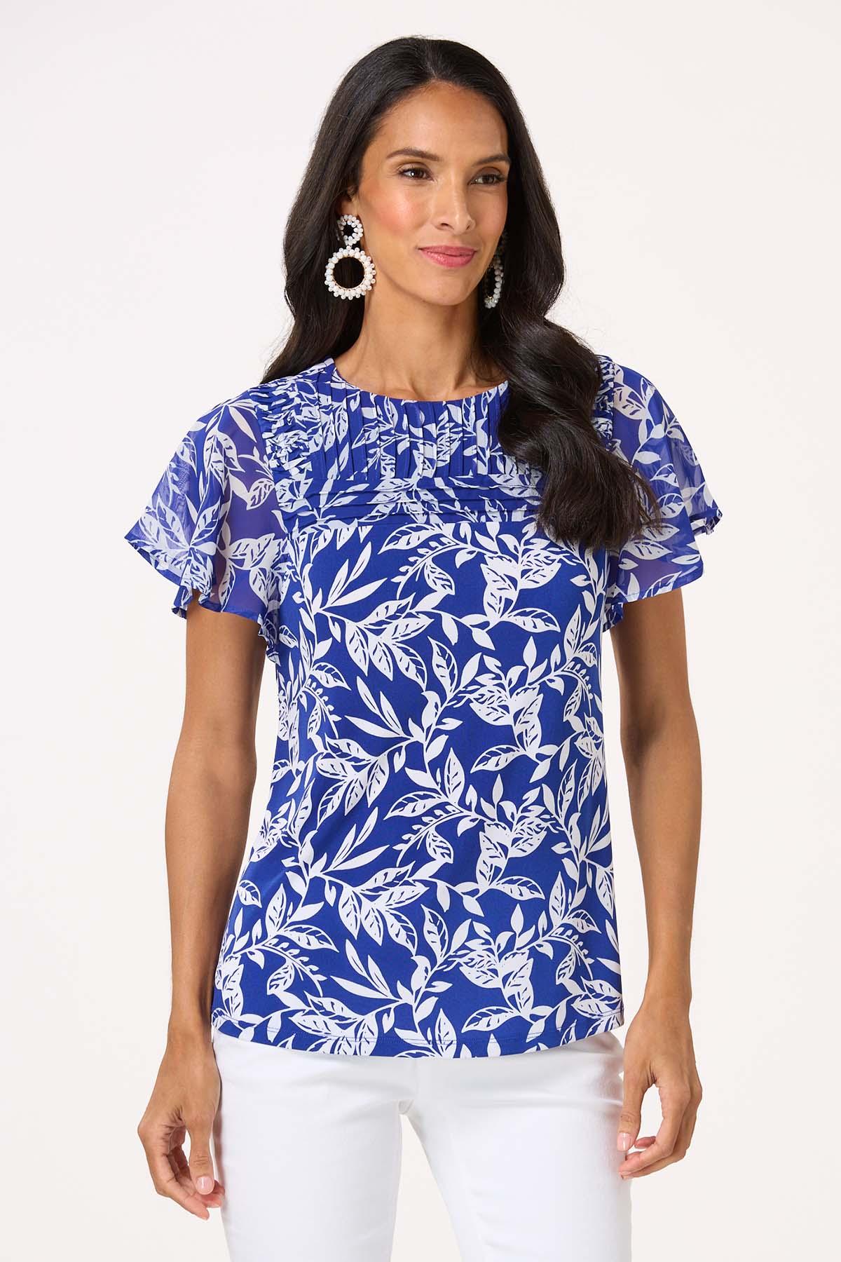 Pintuck Yoke Floral Top