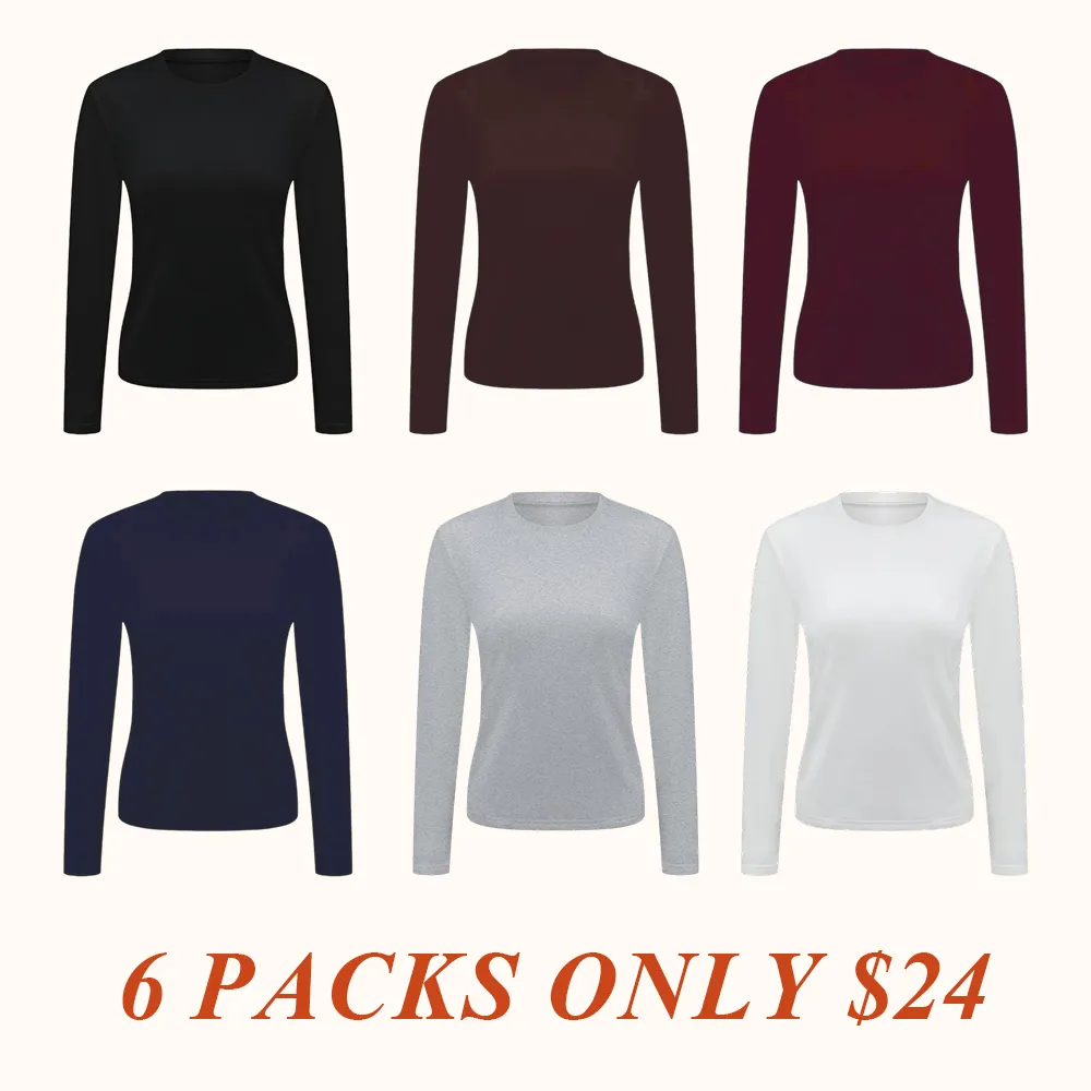 Women's Thermal Long Sleeve Top - Lightweight Warm Base Layer for Casual