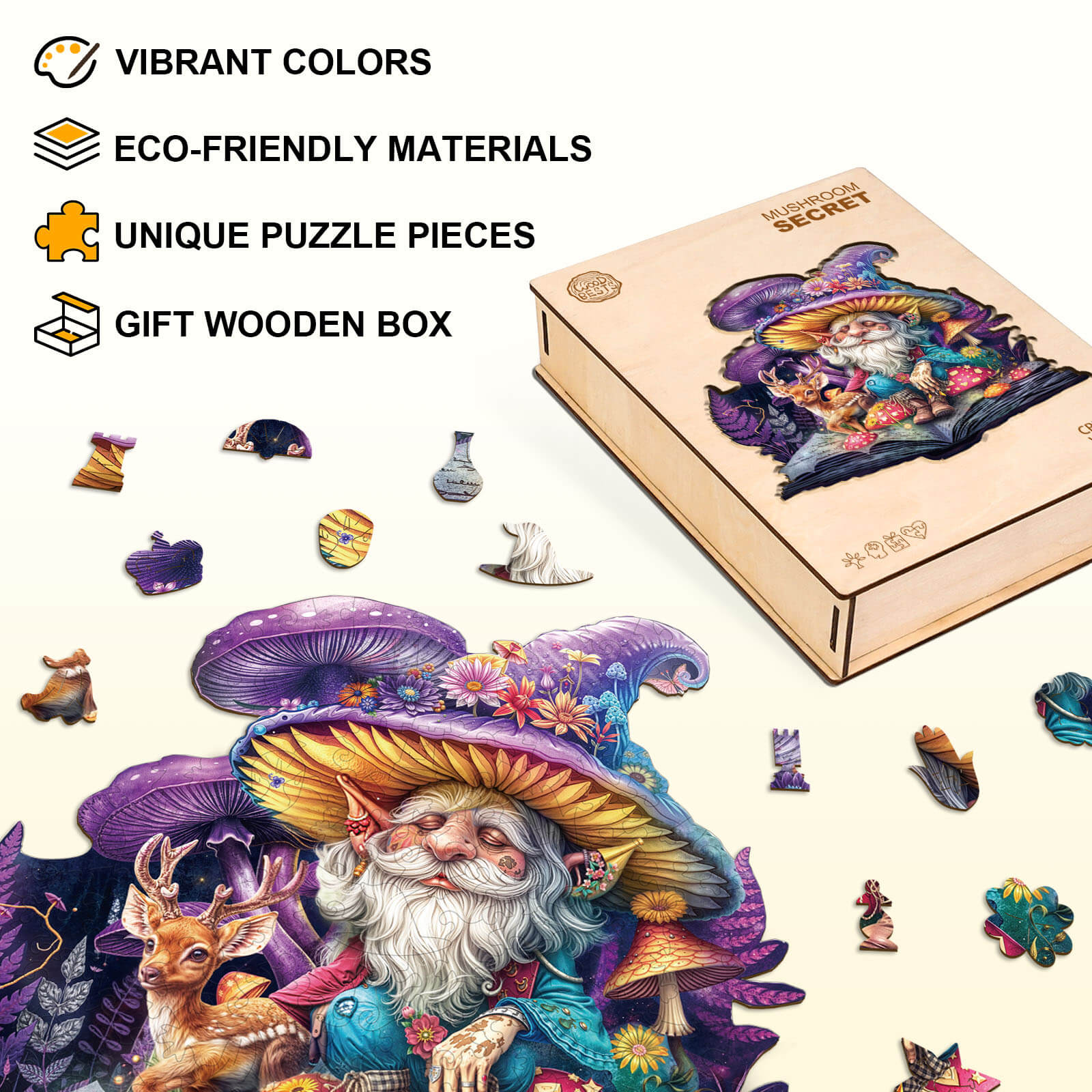 Mushroom Secret Wooden Jigsaw Puzzle
