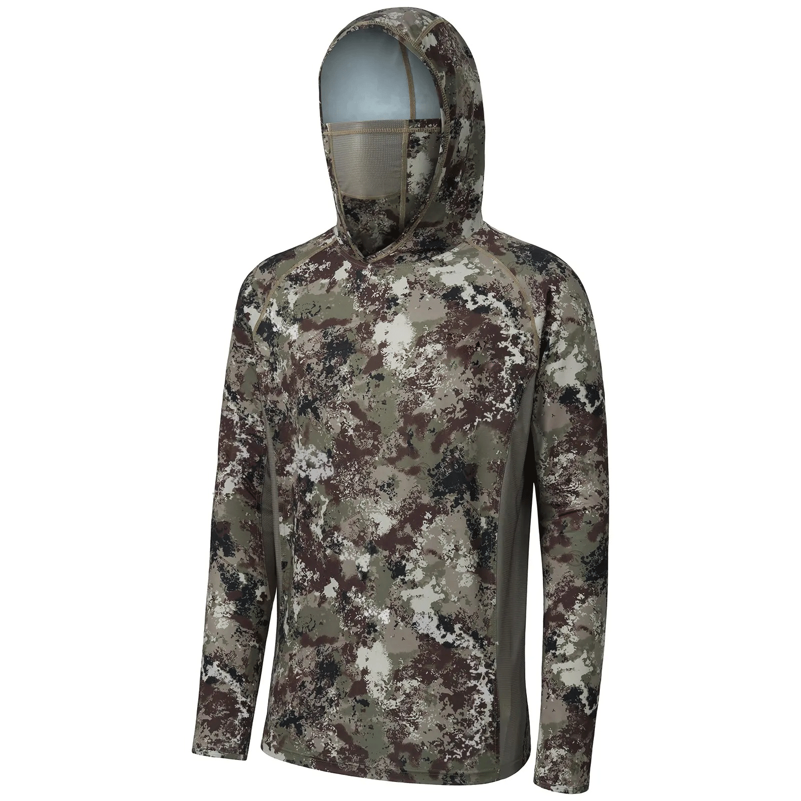 Men’s UPF 50+ Camo Long Sleeve Outdoor Hoodie – Hunting & Fishing Performance Shirt
